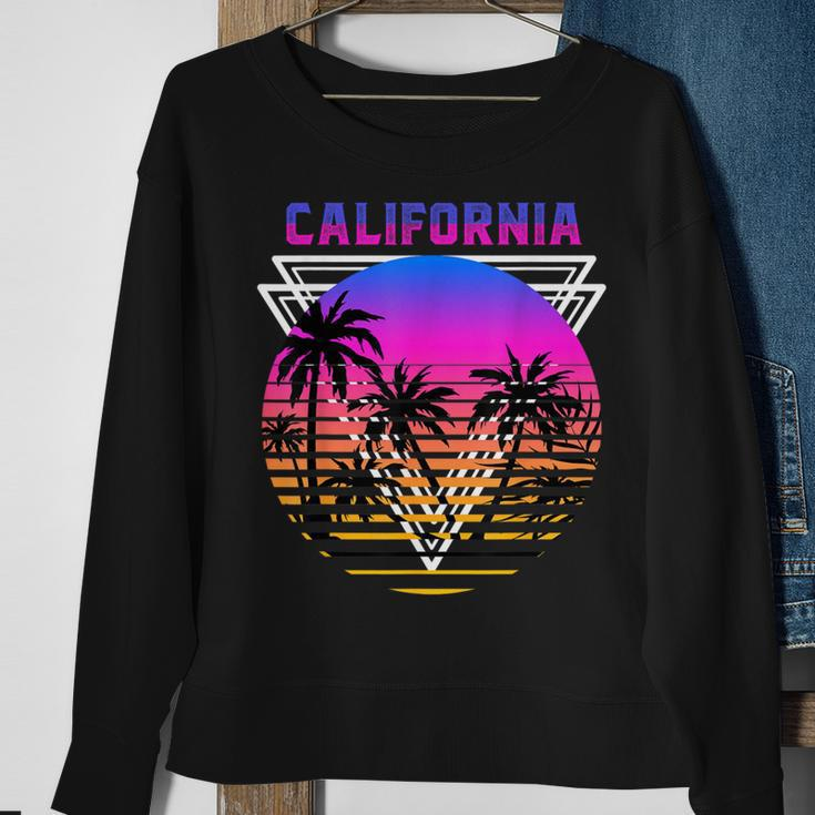 Palm Trees Retro Cali Long Beach Vintage Tropical California Sweatshirt Gifts for Old Women
