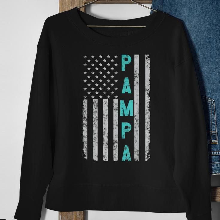 Pampa Fathers Day Vintage Patriotic Distressed American Flag Sweatshirt Gifts for Old Women