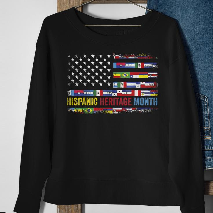 Hispanic Heritage Month All Countries Flag Heart Hands Sweatshirt Gifts for Old Women