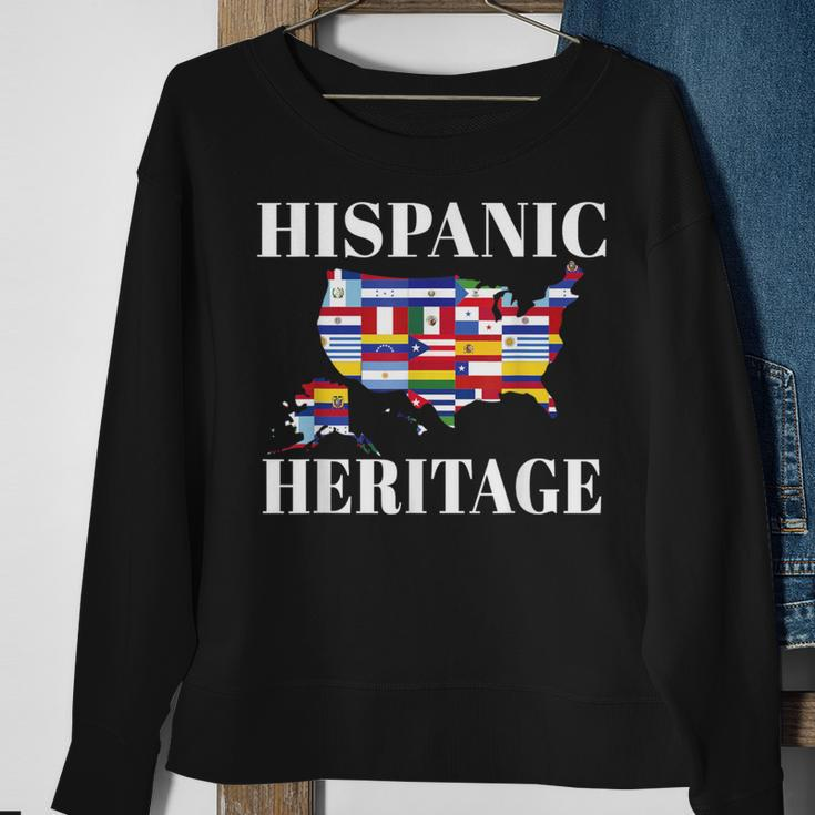 Hispanic Heritage Month All Countries Flag Inspiration Map Sweatshirt Gifts for Old Women