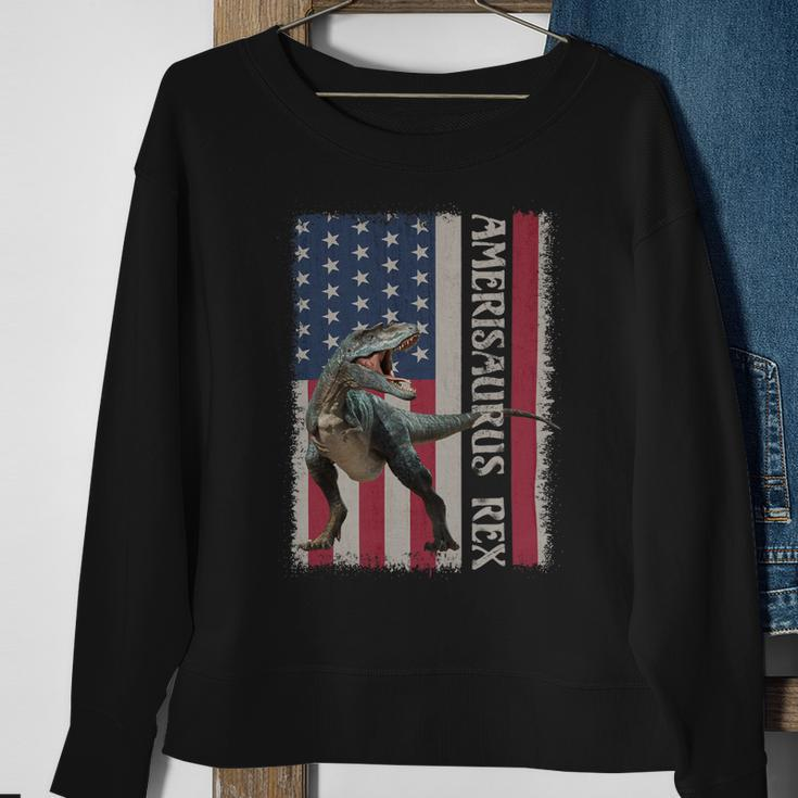 Patriotic 4Th Of July Funny American Flag Amerisaurus Rex Sweatshirt Gifts for Old Women