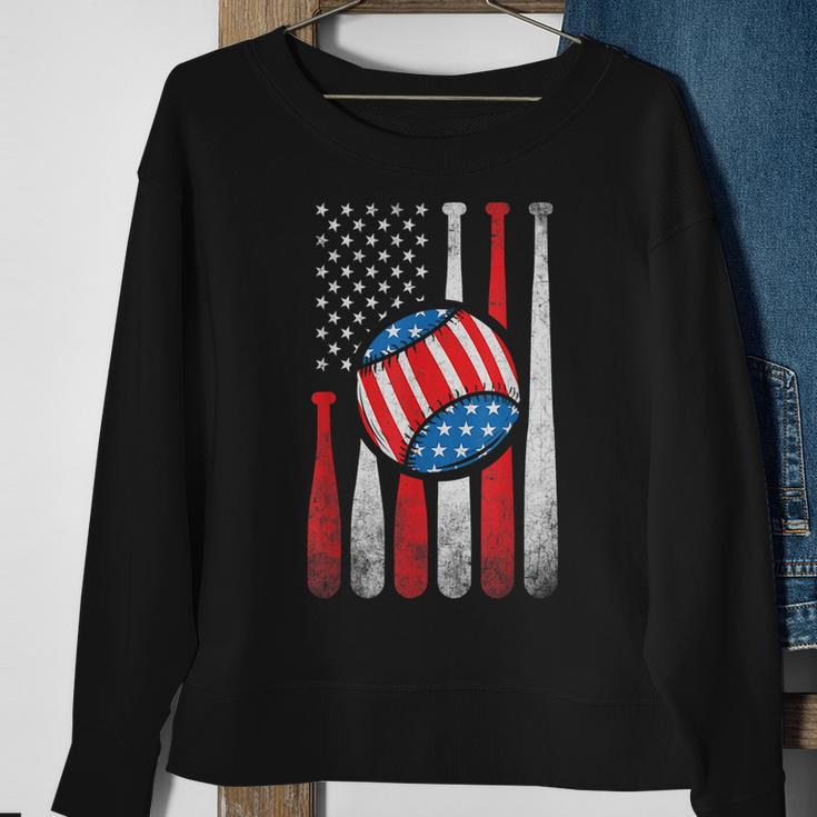 Patriotic Baseball 4Th Of July Usa American Flag Sweatshirt Gifts for Old Women