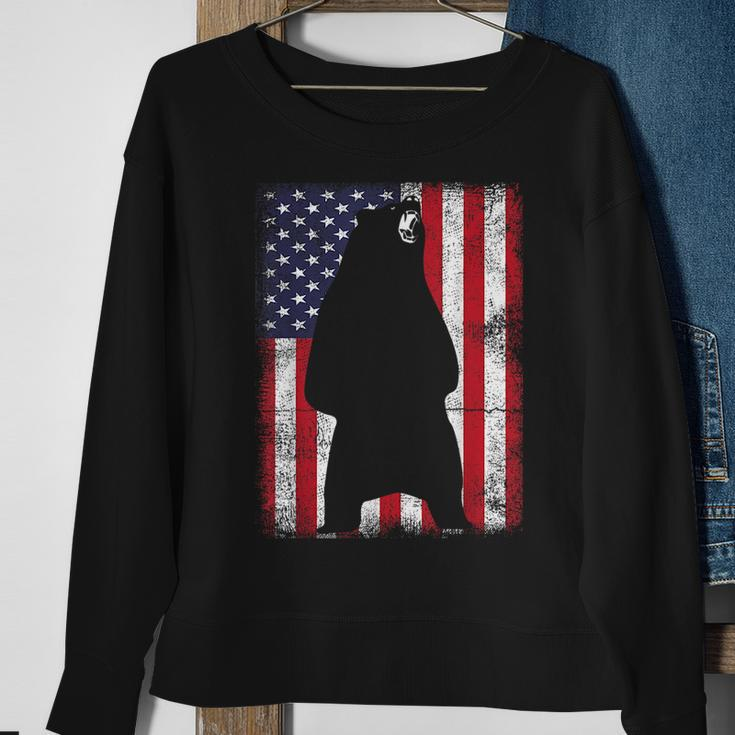Patriotic Black Bear American Flag Usa 4Th Of July Sweatshirt Gifts for Old Women