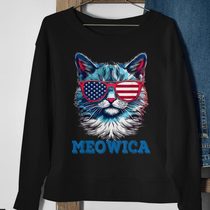Patriotic Cat Sunglasses American Flag 4Th Of July Meowica Sweatshirt Gifts for Old Women