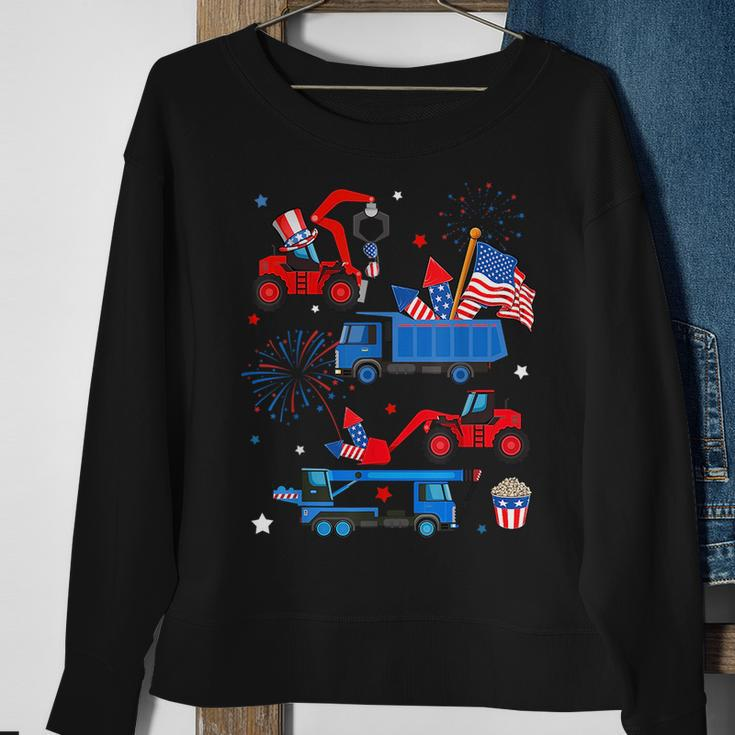 Patriotic Construction Excavator 4Th Of July Boy Kid Toddler Sweatshirt Gifts for Old Women