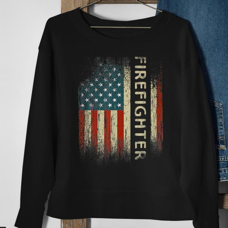 Patriotic Firefighter Gifts American Usa Flag Funny Gift For Mens Sweatshirt Gifts for Old Women
