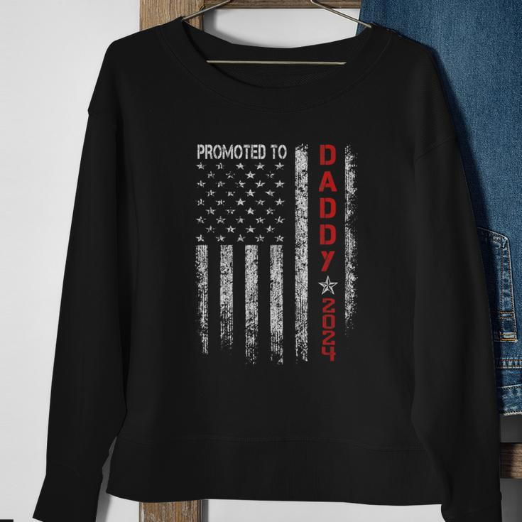 Patriotic Promoted To Daddy Est 2024 First Time Dad Sweatshirt Gifts for Old Women