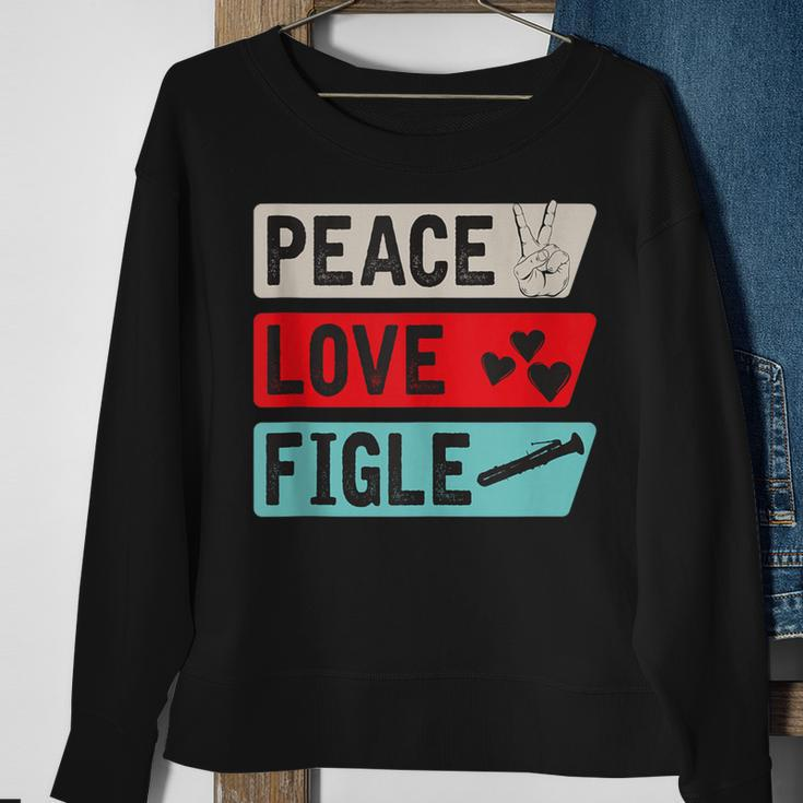 Peace Love Figle Musical Instrument Ophicleide Instrument Sweatshirt Gifts for Old Women