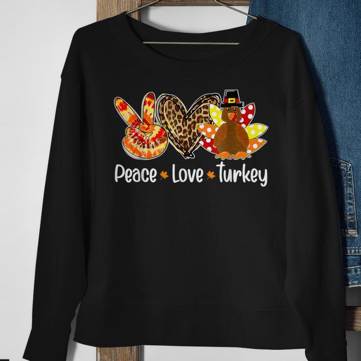 Peace Love Turkey Pumpkin Gobble Turkey Thanksgiving Sweatshirt Gifts for Old Women