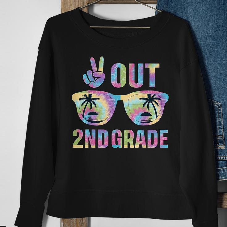 Peace Out 2Nd Grade Last Day Of School 2Nd Tie Dye Sweatshirt Gifts for Old Women