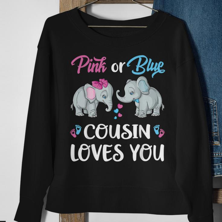 Pink Or Blue Cousin Loves You Elephants Gender Reveal Family Sweatshirt Gifts for Old Women