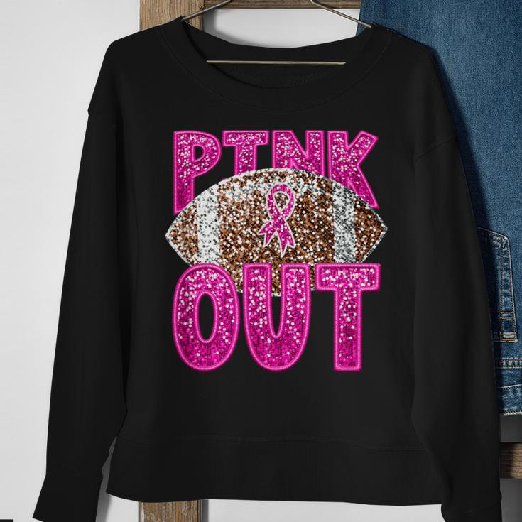 Pink Ribbon Breast Cancer Awareness Football Pink Out Sweatshirt Gifts for Old Women