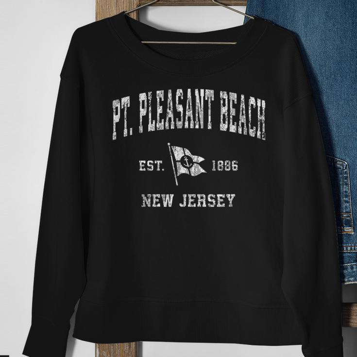 Point Pleasant Beach Nj Vintage Nautical Boat Anchor Flag Sweatshirt Gifts for Old Women