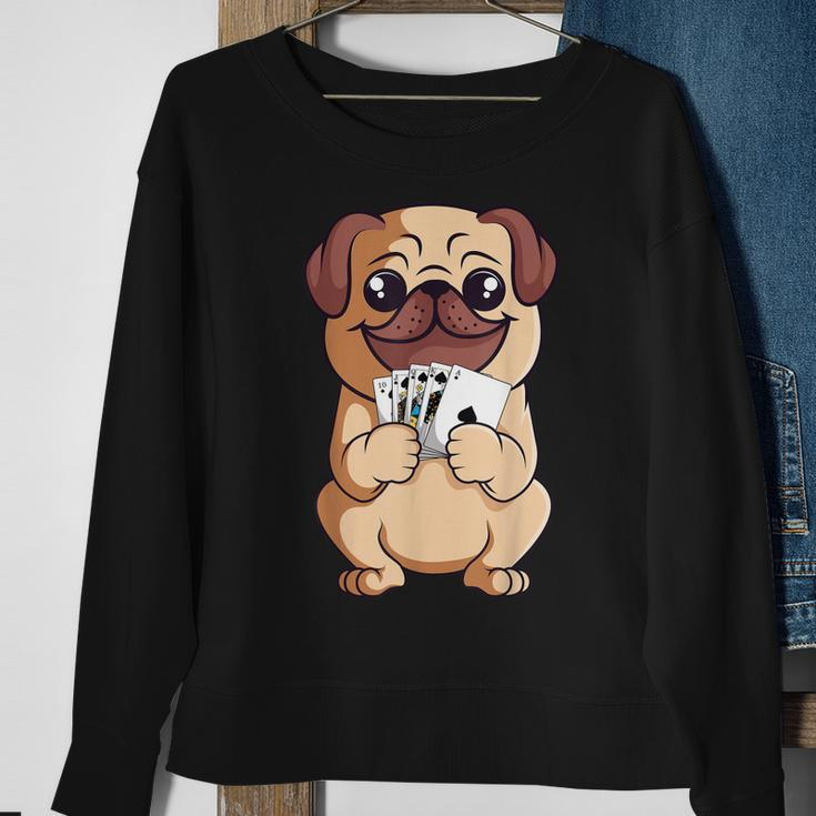 Poker Pug Lover Cute Dog Playing Cards Gambler Gambling Sweatshirt Gifts for Old Women