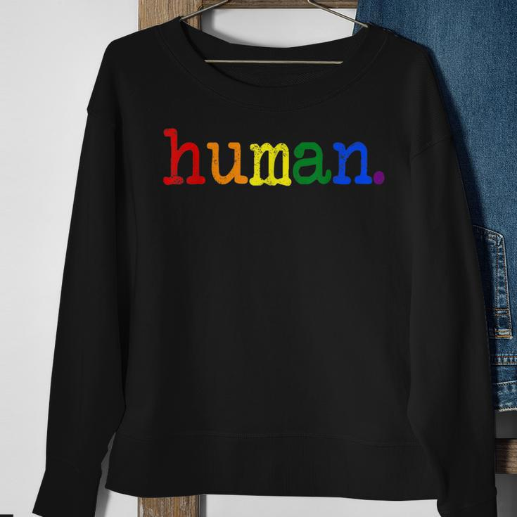 Pride Ally Human Lgbtq Equality Bi Bisexual Trans Queer Gay Sweatshirt Gifts for Old Women