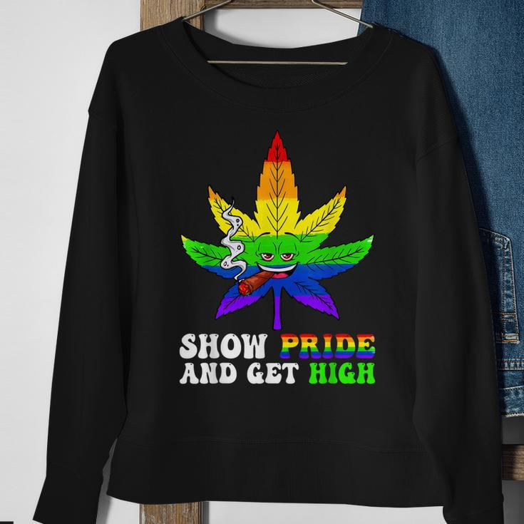 Pride And High Lgbt Weed Cannabis Lover Marijuana Gay Month Sweatshirt Gifts for Old Women