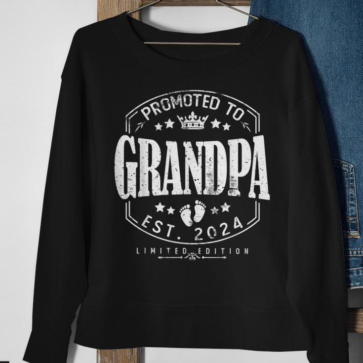 Promoted To Grandpa 2024 Grandparents Baby Announcement Men Sweatshirt Gifts for Old Women
