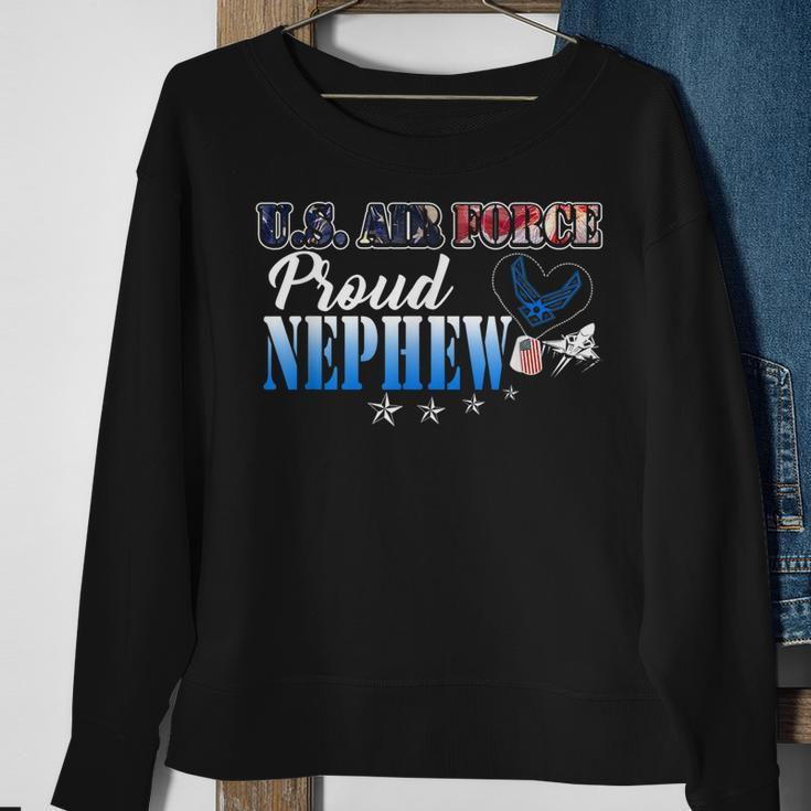 Proud Air Force Nephew Heart Military Family Gift Mens Sweatshirt Gifts for Old Women
