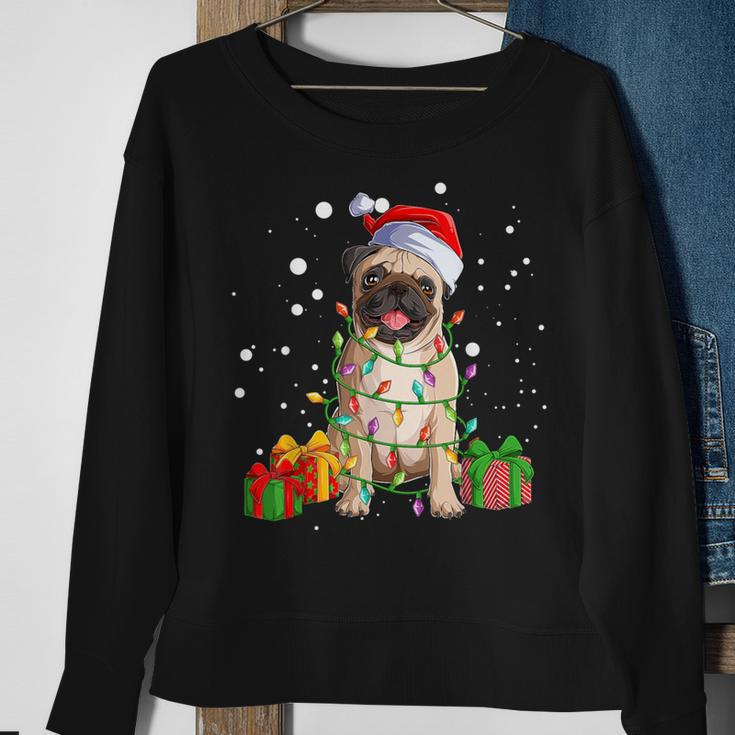 Pug Christmas Tree Lights Santa Dog Xmas Boys Pugmas Sweatshirt Gifts for Old Women