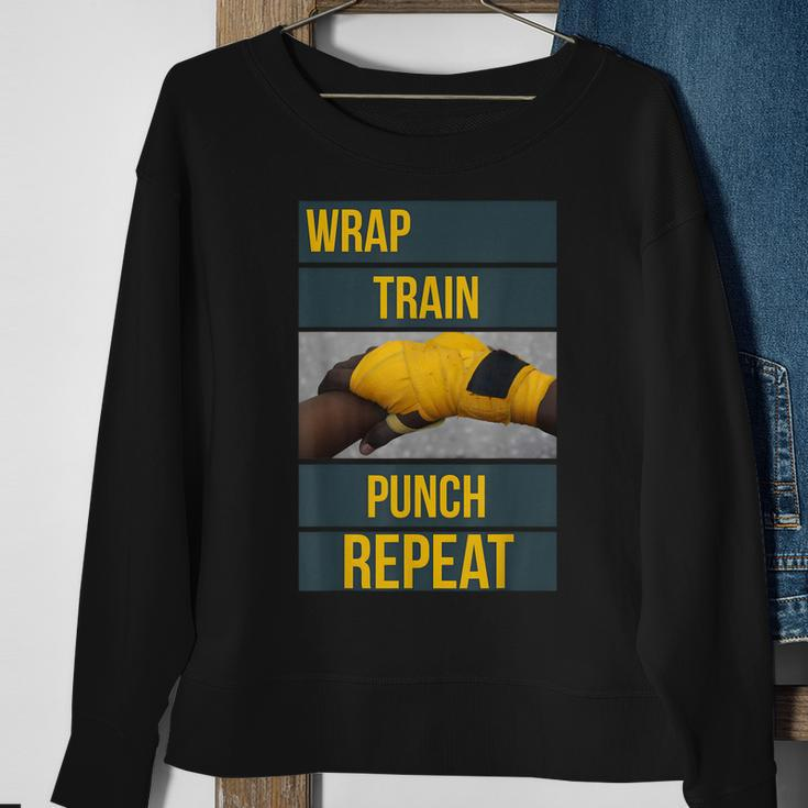 Punchy Graphics Wrap Train Punch Repeat Boxing Kickboxing Sweatshirt Gifts for Old Women