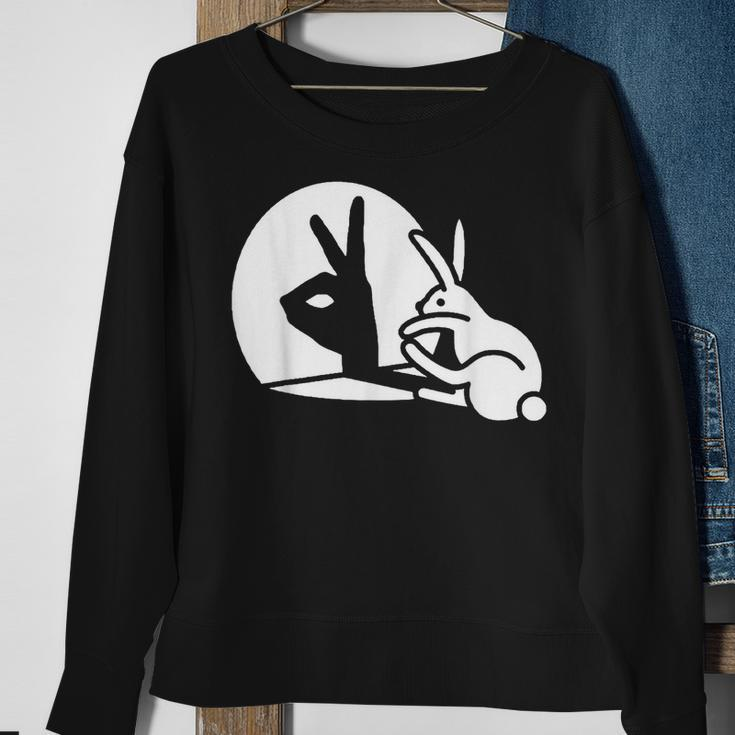Rabbit Hand Shadow Puppets Sweatshirt Gifts for Old Women