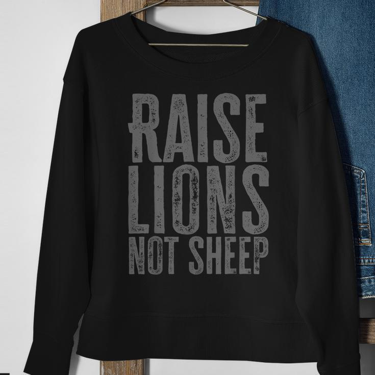 Raise Lions Not Sheep Distressed Statement Gift For Mens Sweatshirt Gifts for Old Women