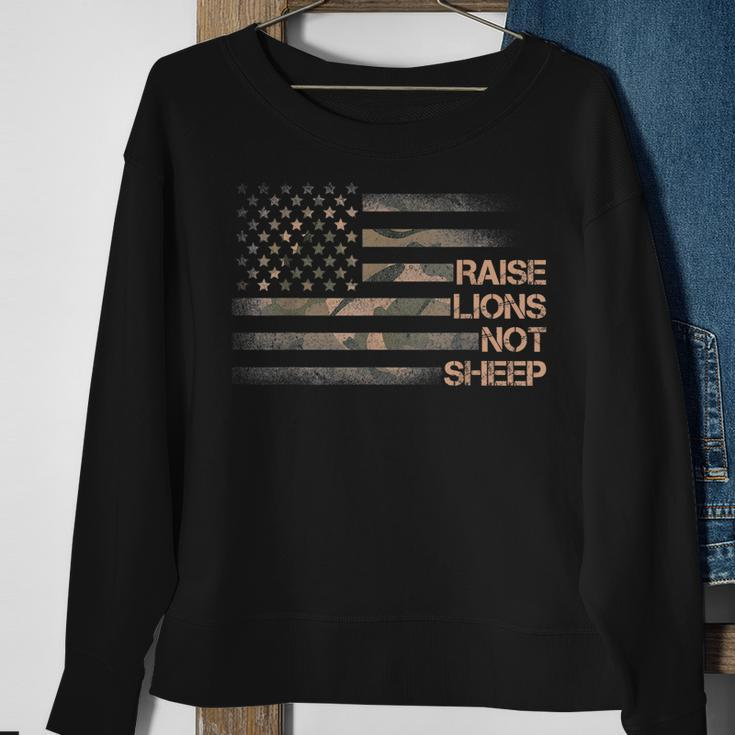 Raise Lions Not Sheep Patriotic Lion American Flag Patriot Sweatshirt Gifts for Old Women