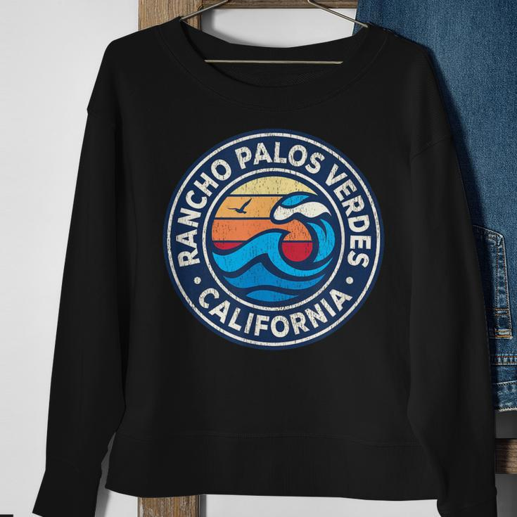 Rancho Palos Verdes California Ca Vintage Nautical Waves Des Sweatshirt Gifts for Old Women