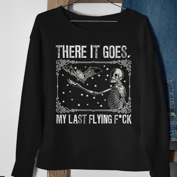 There It Goes My Last Flying Fuck Skeleton Halloween Sweatshirt Gifts for Old Women
