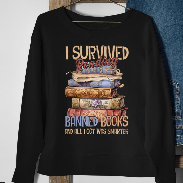 Read Banned Books I Survived Reading Banned Books Sweatshirt Gifts for Old Women
