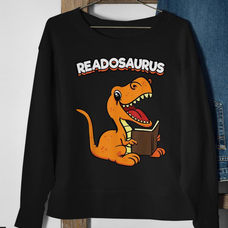 Readosaurus Dinosaur Reading Books Dino Read Bookworm Sweatshirt Gifts for Old Women