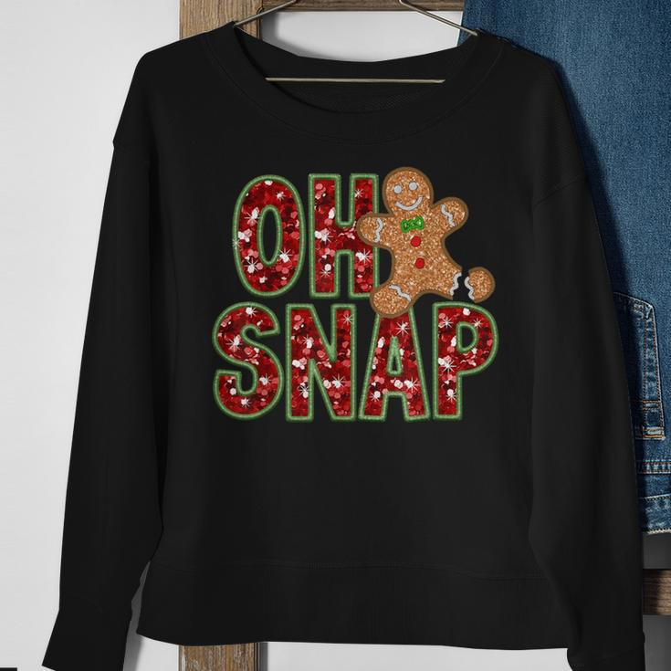 Red Cheerful Sparkly Oh Snap Gingerbread Christmas Cute Xmas Sweatshirt Gifts for Old Women