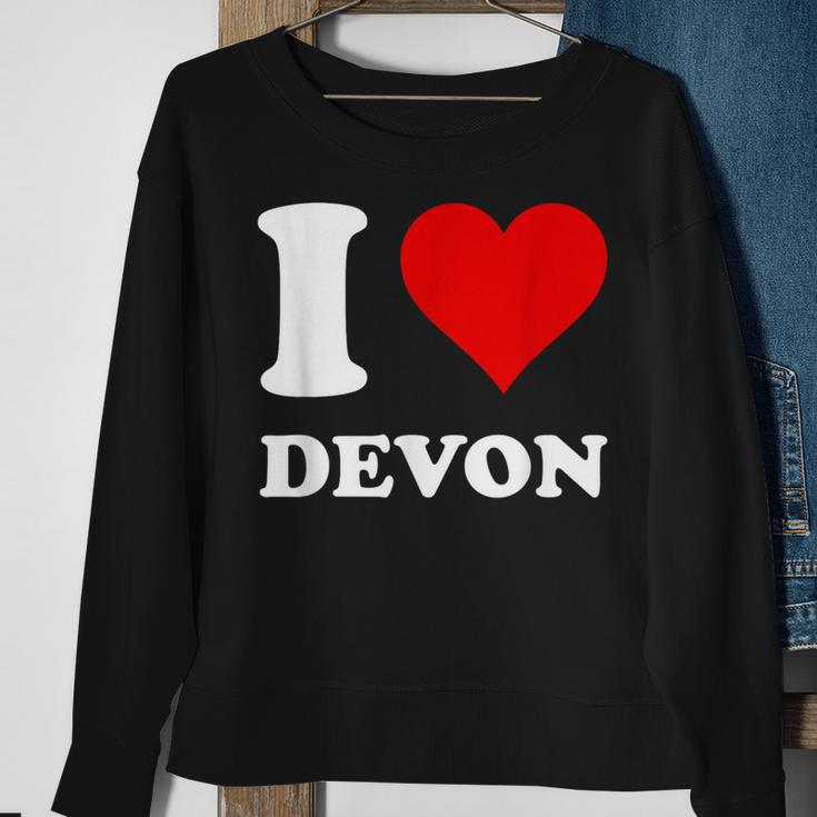 Red Heart I Love Devon Sweatshirt Gifts for Old Women