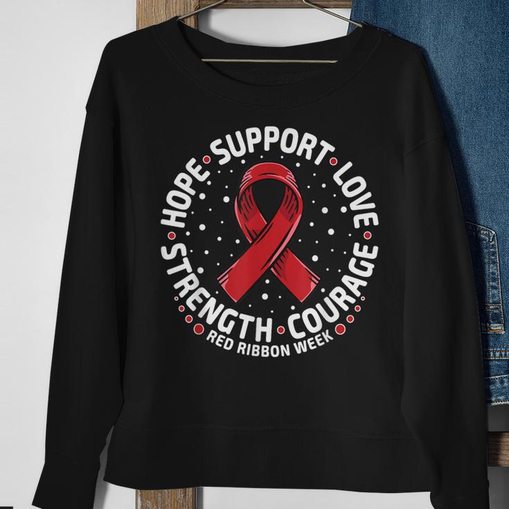 Red Ribbon Week 2023 Hope Love Support Red Ribbon Week Sweatshirt Gifts for Old Women