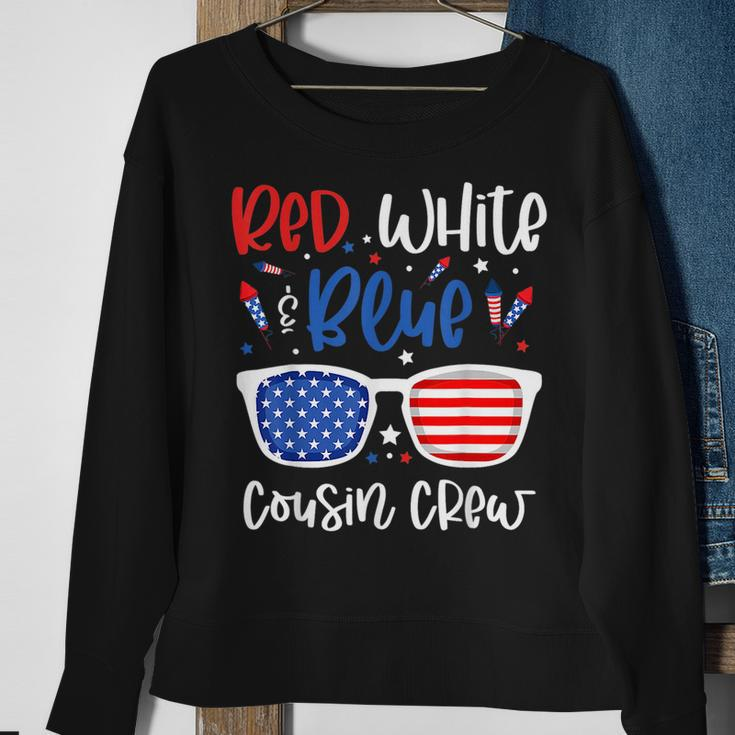 Red White & Blue Cousin Crew 4Th Of July Kids Usa Sunglasses Sweatshirt Gifts for Old Women