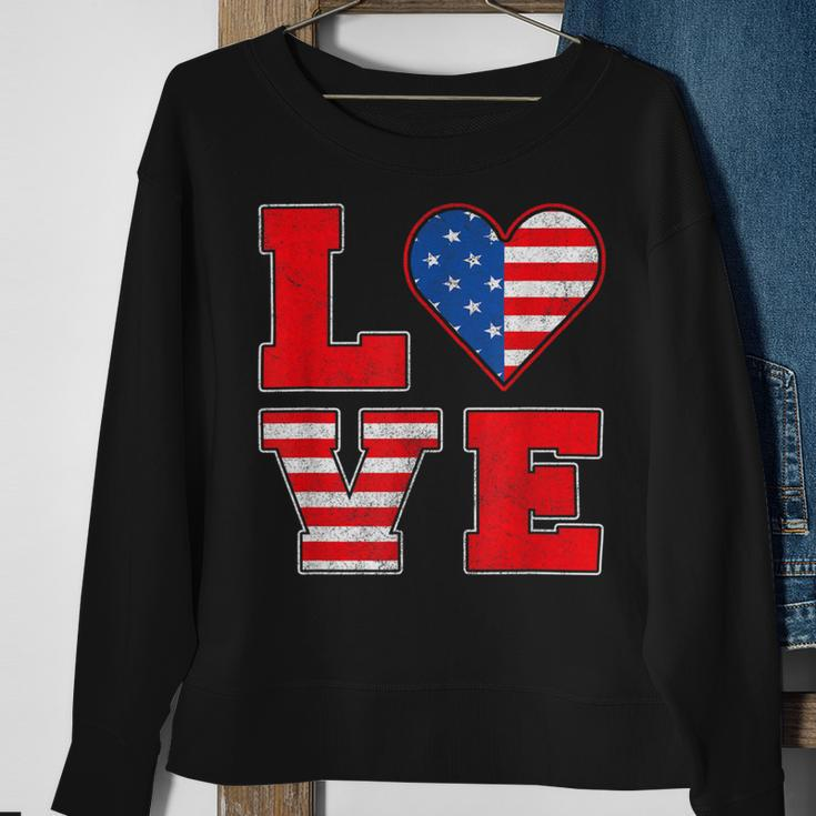 Red White And Blue For Love American Flag Sweatshirt Gifts for Old Women