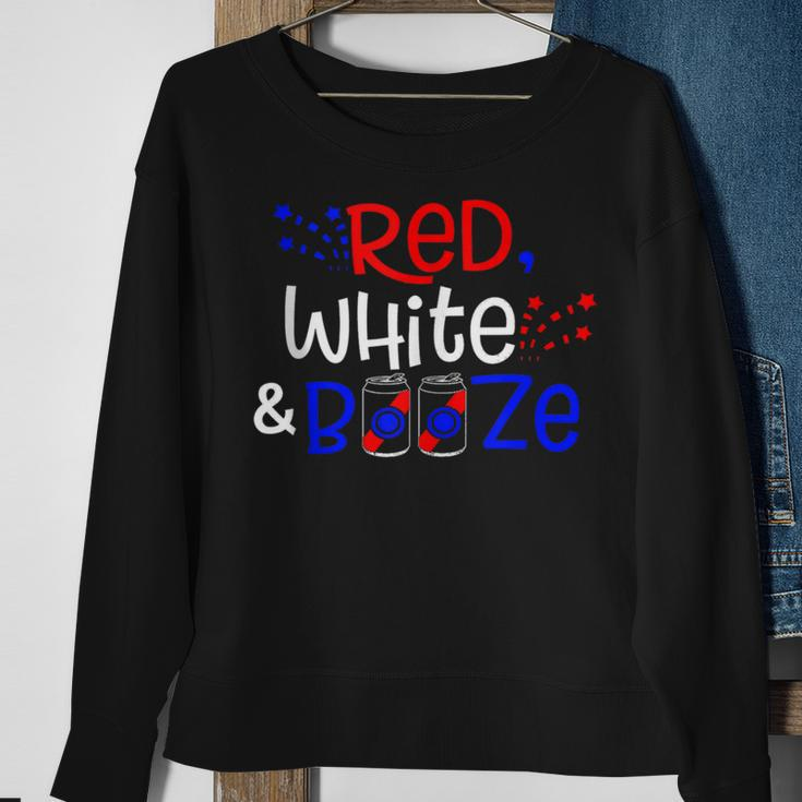 Red White And Booze Funny Adult 4Th Of July Sweatshirt Gifts for Old Women