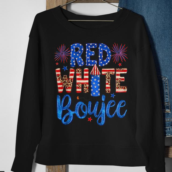 Red White & Boujee Summer Funny Drinking 4Th Of July Us Flag Sweatshirt Gifts for Old Women