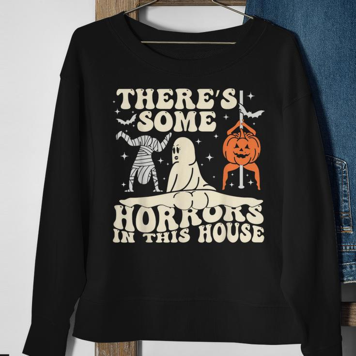 There's Some Horrors In This House Ghost Halloween Sweatshirt Gifts for Old Women