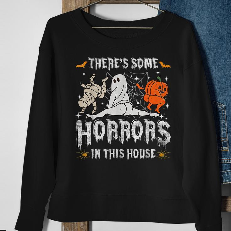 There's Some Horrors In This House Ghost Pumpkin Halloween Sweatshirt Gifts for Old Women