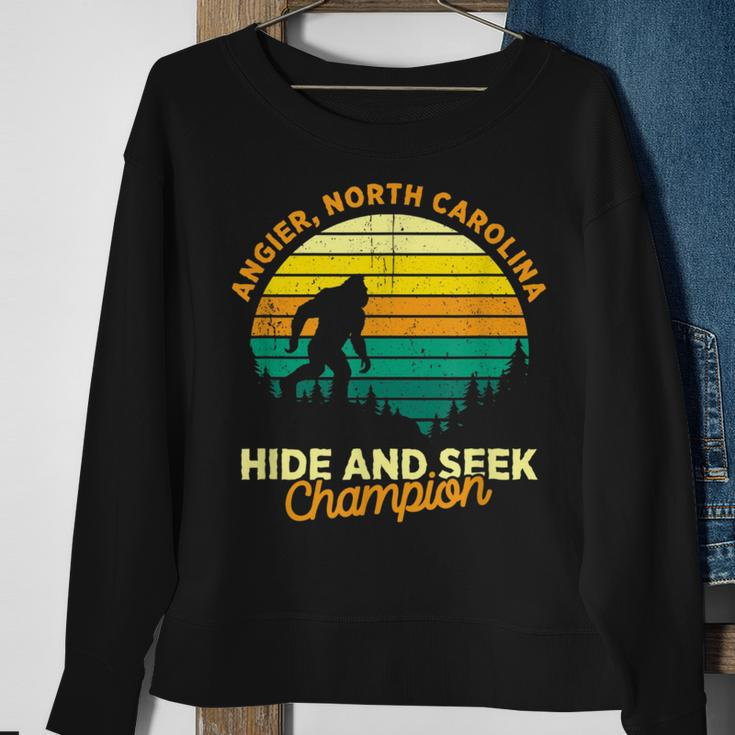 Retro Angier North Carolina Big Foot Souvenir Sweatshirt Gifts for Old Women