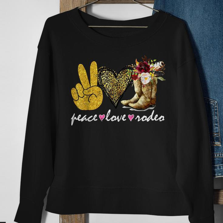 Retro Cowboy Boots Western Country Cowgirl Peace Love Rodeo Sweatshirt Gifts for Old Women