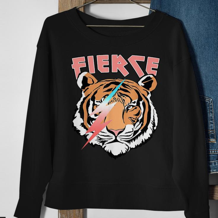 Retro Fierce Tiger Lover Lightning Sweatshirt Gifts for Old Women