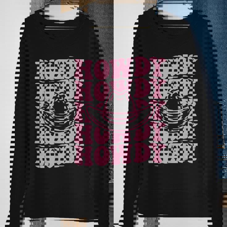 Retro Groovy Howdy Rodeo Country Southern Cowgirl Hat Girls Sweatshirt Gifts for Old Women