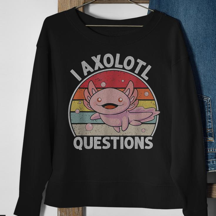 Retro I Axolotl Questions Cute Axolotl Sweatshirt Gifts for Old Women