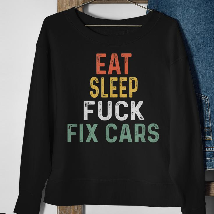 Retro Mechanic Gag Gifts For Men Xmas Eat Sleep Fix Cars Gift For Mens Sweatshirt Gifts for Old Women