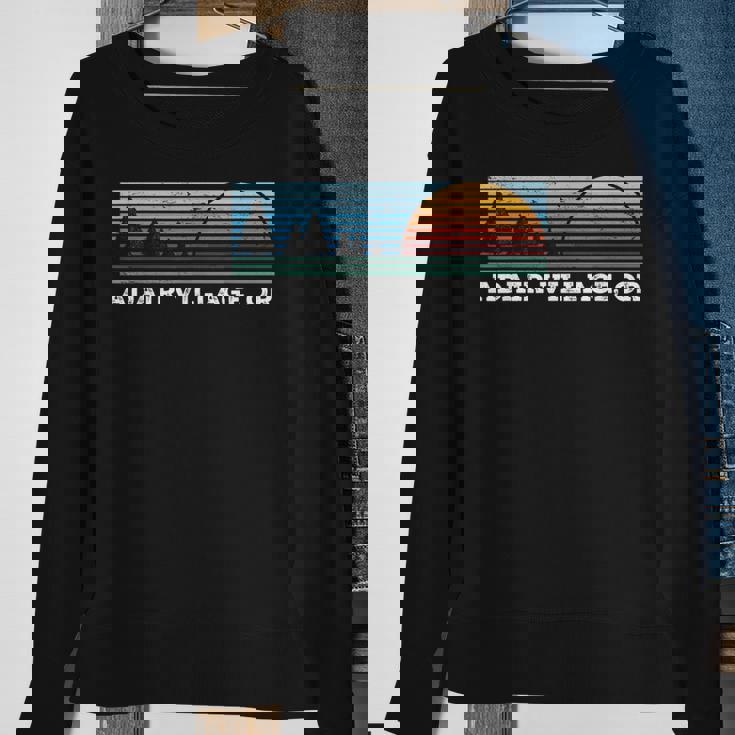 Retro Sunset Stripes Adair Village Oregon Sweatshirt Gifts for Old Women