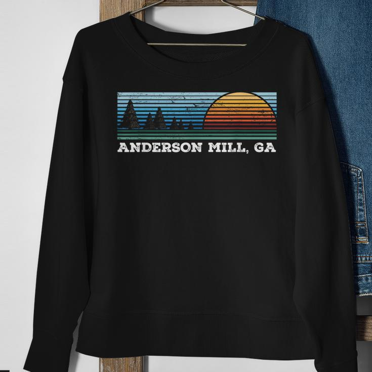 Retro Sunset Stripes Anderson Mill Georgia Sweatshirt Gifts for Old Women