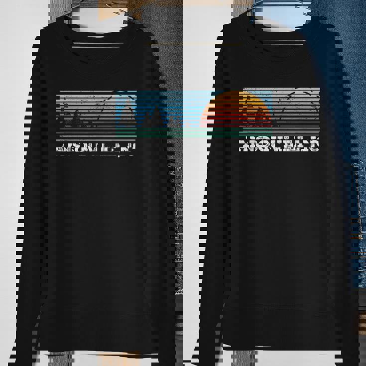 Retro Sunset Stripes Ansonville North Carolina Sweatshirt Gifts for Old Women