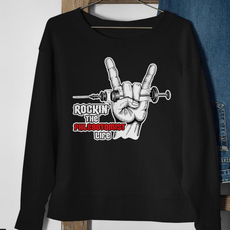 Rocking Phlebotomist Syringe Injection Blood Donor Aid Sweatshirt Gifts for Old Women